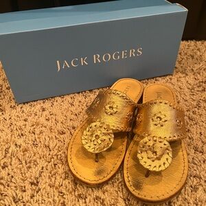 Girls Jack Rogers Metallic Gold Thong Sandals